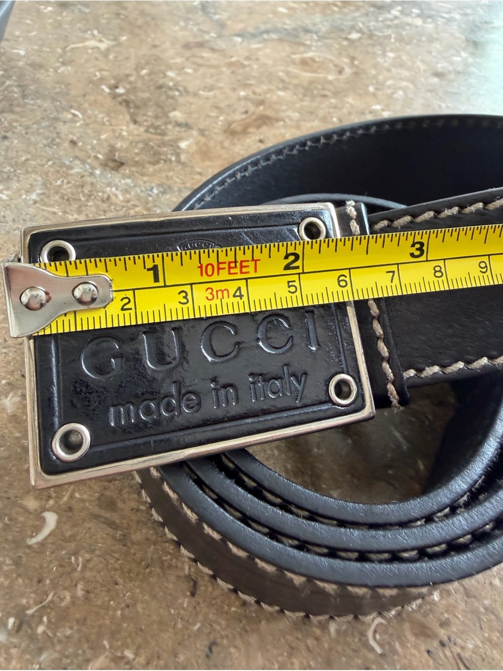 Gucci Rare Black belt with contrast stitching - Picture 7 of 8